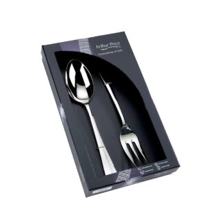 Arthur Price Rattail Classic Stainless Steel Cutlery Large Serving Spoon and Fork, boxed