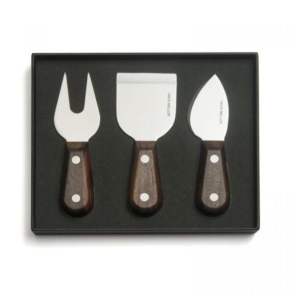 David Mellor Rosewood cheese knife set 3 pieces in box