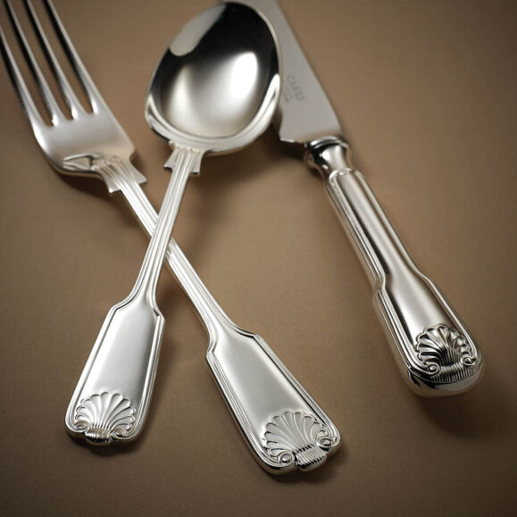 Fiddle Thread & Shell Silver Cutlery by Carrs Silver