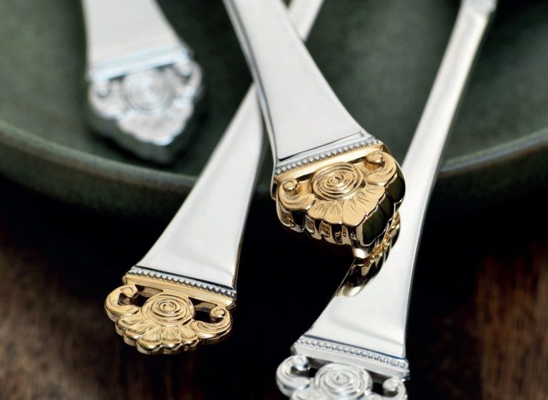R&B Rosenmuster Gold Gilded Silver Cutlery