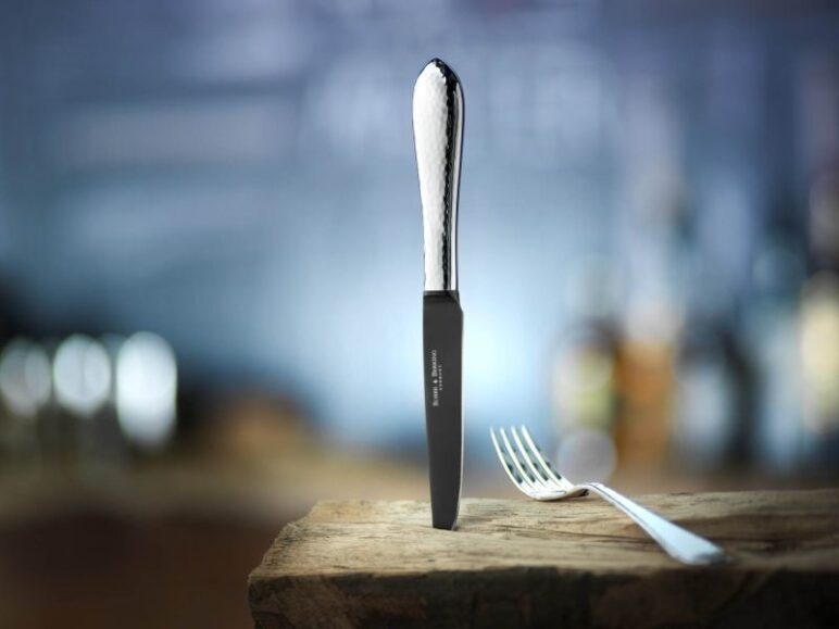 R&B Martele Steak Knife in colour Frozen Black