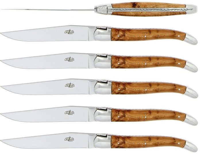 Laguiole Resto Steak Knives Shiny Finish - Set of 6 - Laguiole Imports