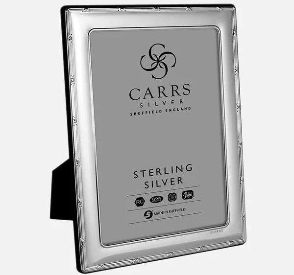 Reed and Ribbon photo frame velvet back sterling silver carrs silver
