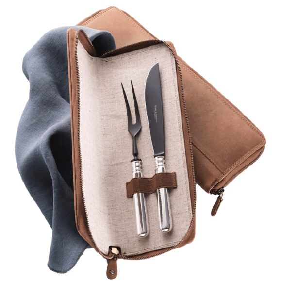 R&B Alt Spaten Carving Set in Leather Pouch 2 Frozen Black