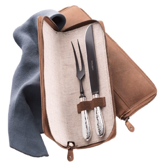 R&B Martele Carving Set in Leather Pouch 2 Frozen Black