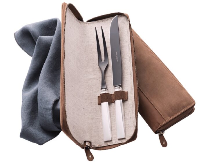 R&B Riva Carving Set in Leather Pouch 2 Frozen Black