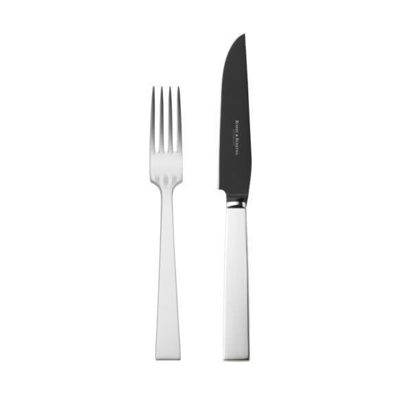 R&B Riva Steak Knife and Fork Frozen Black