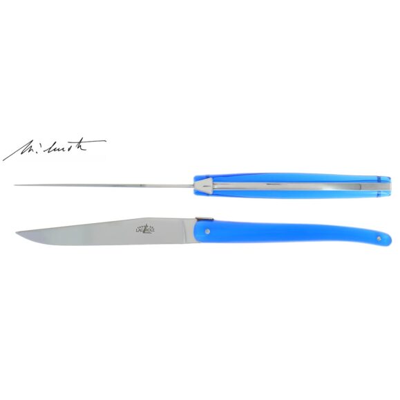 Jean Michel Wilmotte 2 Steak Knives blue by Forge de Laguiole