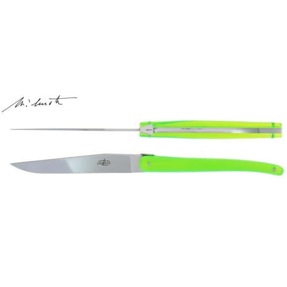 Jean Michel Wilmotte 2 Steak Knives green by Forge de Laguiole