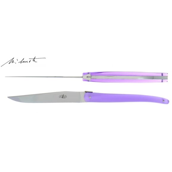 Jean Michel Wilmotte 2 Steak Knives lilac by Forge de Laguiole