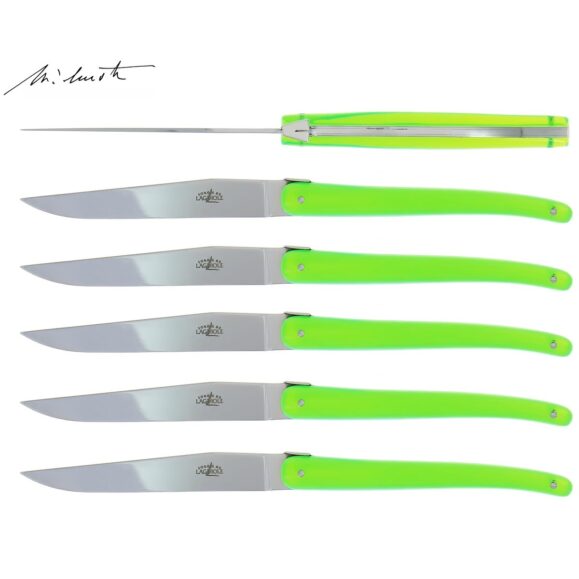 Jean Michel Wilmotte 6 Steak Knives green by Forge de Laguiole