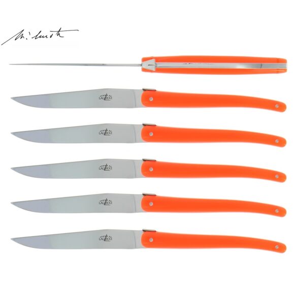 Jean Michel Wilmotte 6 Steak Knives red by Forge de Laguiole