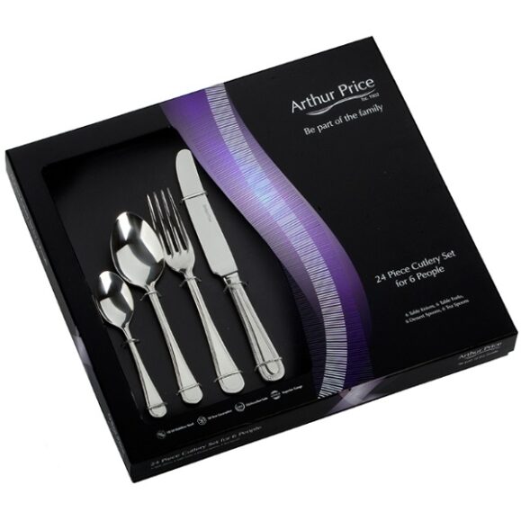 Arthur Price Classic Stainless Steel Cutlery 24 Piece Box Set Bead