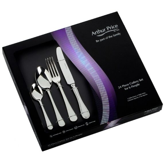 Arthur Price Classic Stainless Steel Cutlery 24 Piece Box Set Britannia