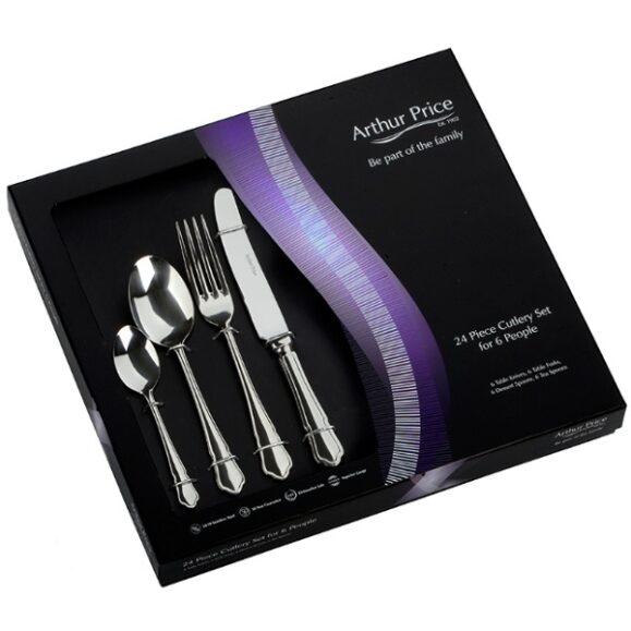 Arthur Price Classic Stainless Steel Cutlery 24 Piece Box Set Dubarry