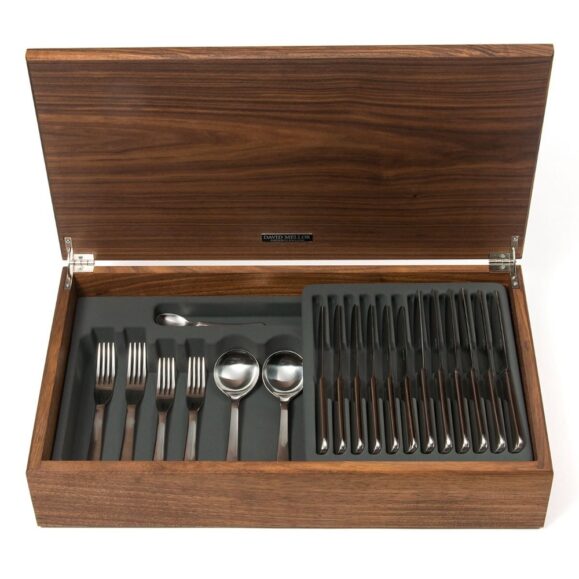 David Mellor Chelsea Stainless Steel Cutlery Canteen Walnut