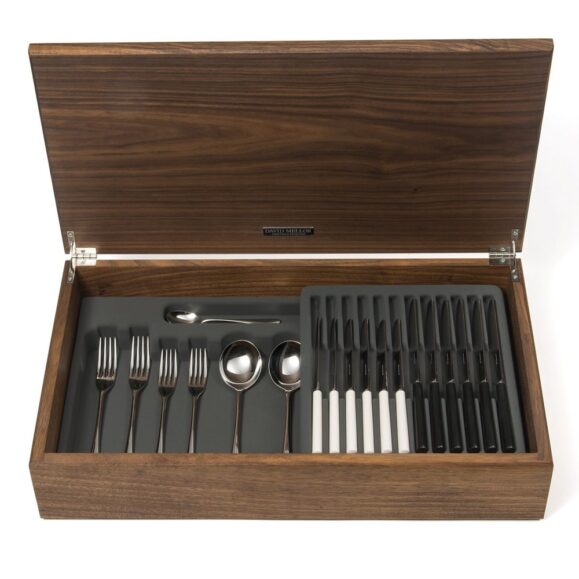 David Mellor Pride Cutlery Canteen Walnut with Black or Ivory Handles