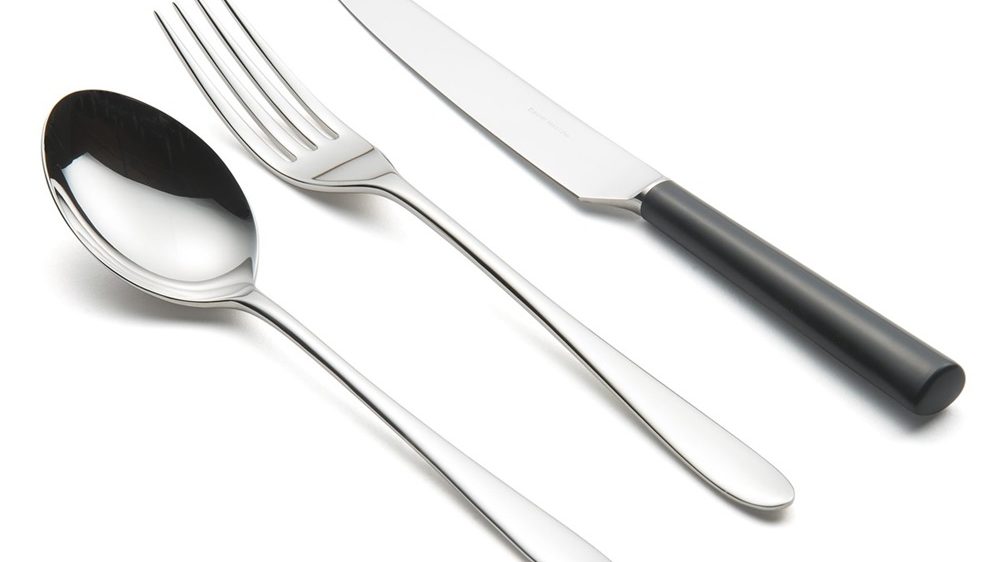 David Mellor Pride Cutlery with black handles 3 piece setting