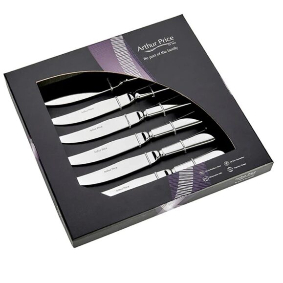 Arthur Price Everyday Old English Stainless Steel Cutlery Box of 6 Steak Knives