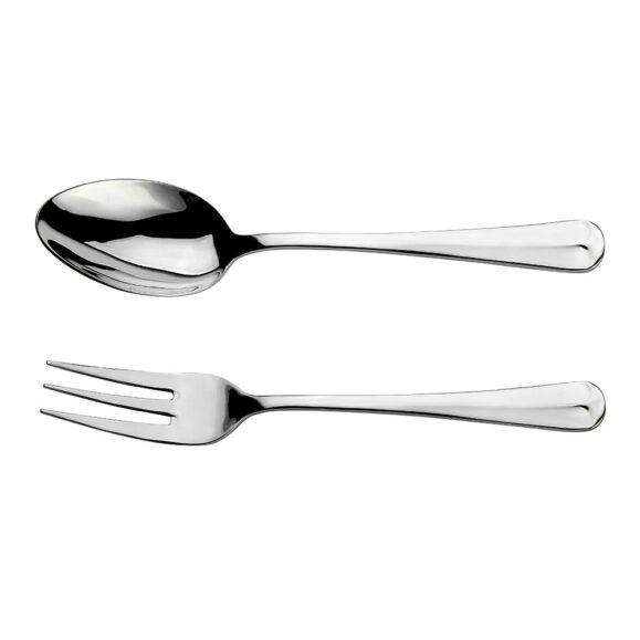 Arthur Price Rattail Classic Stainless Steel Cutlery Large Serving Spoon and Fork