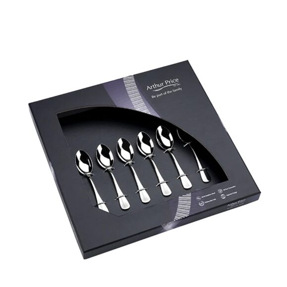 Arthur Price Everyday Baguette Stainless Steel Box Set of 6 Coffee Spoons